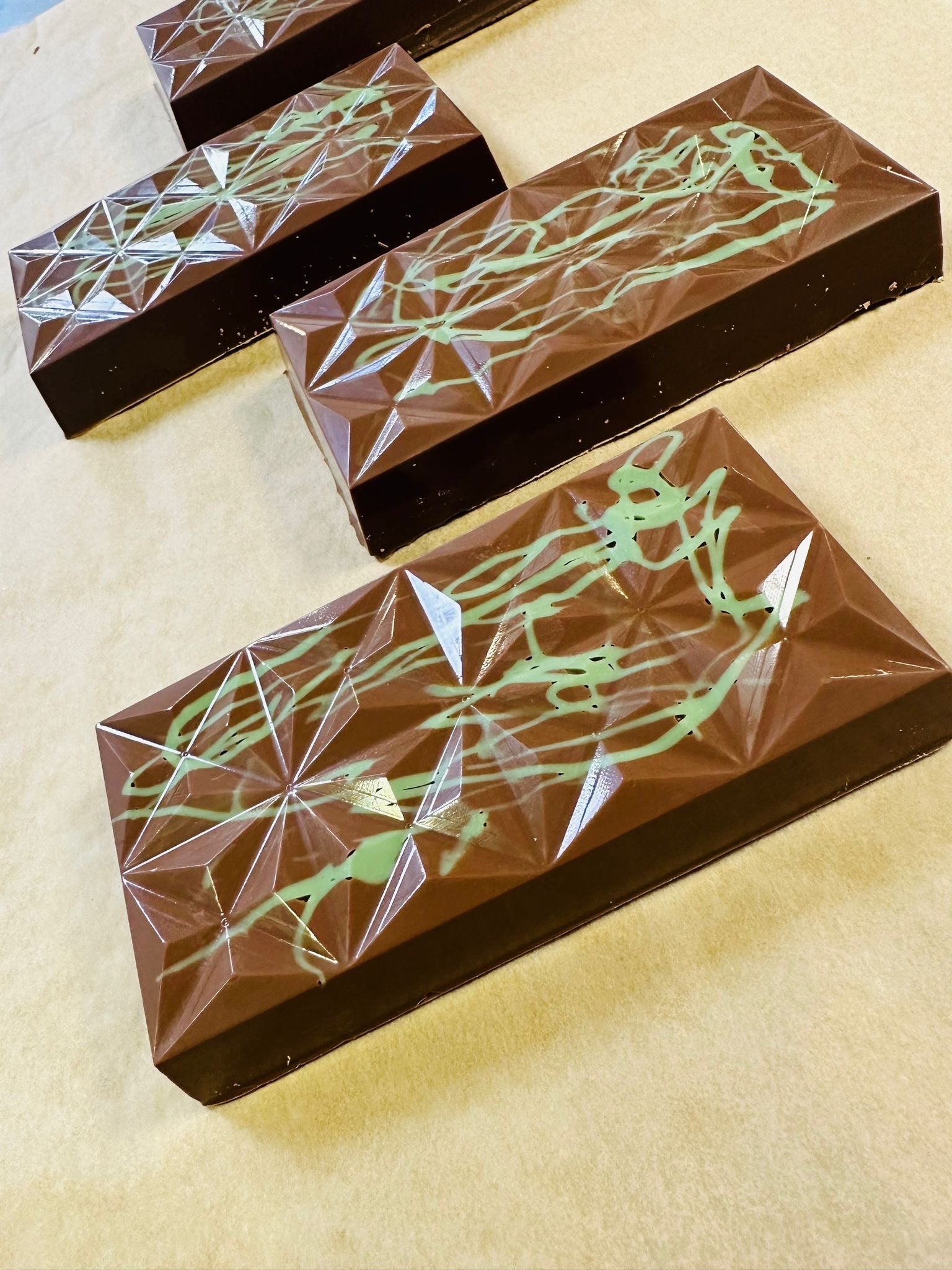 Geometric Dubai Chocolate Bars